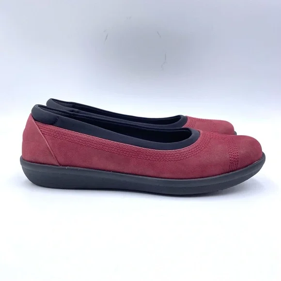 Clarks Shoes Cloudsteppers By Clarks Womens Ayla Low Burgundy Red Ballet Flats Shoes 65 Poshmark